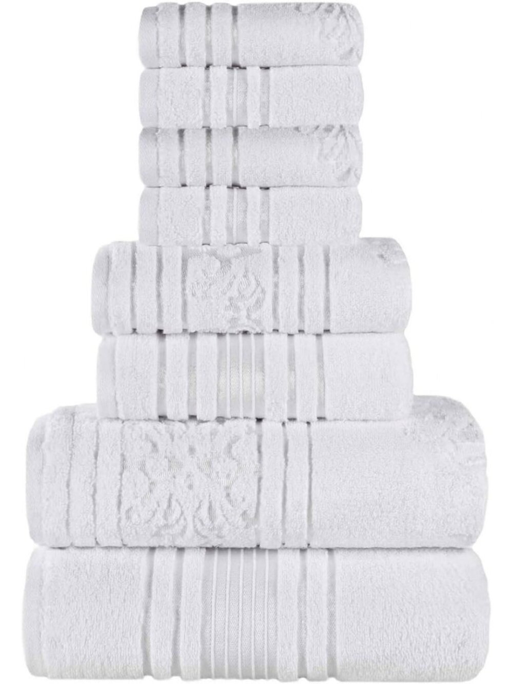 Floral 8-Piece Towel Set - Bath, Hand & Washcloths, Quick Dry, Plush Soft, Spa
